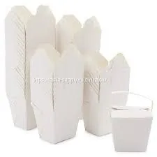 Mini Chinese Take Out Boxes White Paper Packaging Microwavable Storage Containers thumbnail-1