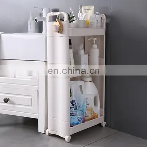 Slim Space Saving Kitchen Accessories Assemble Type Foldable Slide Plastic Kitchen Storage Racks Trolley Organizer thumbnail-3