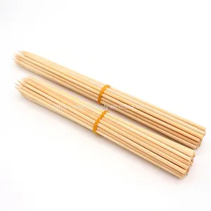 Eco-friendly Disposable Natural Traditional Round Bamboo Skewers 4mm 100-Piece thumbnail-1