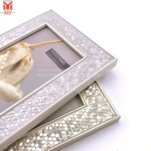 Hot Sale PS Plastic Photo Frame Silver Fog Face Small Hexagon Embossed Design Picture Frame thumbnail-5
