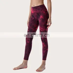 Hot Selling High Waist Tummy Control Crothless Yoga Leggings Tie Dye Women's Sports Pants Workout Running Gym Wear Clothing thumbnail-4