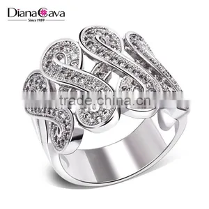 Luxury Design Jewelry Quality Zircon Crystal Pave Setting 8 Shape Party Ring thumbnail-1