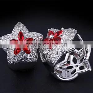 Latest Trend Cocktail Party Colorful Red Cubic Zirconia Star Fancy Jewellery Set thumbnail-4