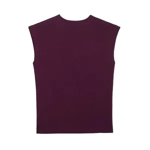 Spring and Summer New Style European-Inspired Women's Fashion Casual Golden Accented Knitted Sleeveless Top thumbnail-2