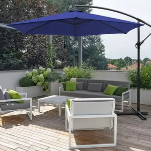 Eco Cantilever Hanging Garden Umbrella Portable Crank Polyester Cafe Poolside Backyard Parasol Wholesale thumbnail-3