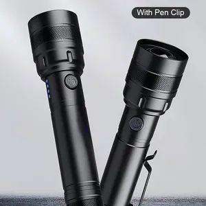 Wholesale T6 LED Flashlight Telescopic Zoom 280LM Rechargeable Torch With 4-level Battery Indicator IPX4 Waterproof for Daily Carry Camping thumbnail-5