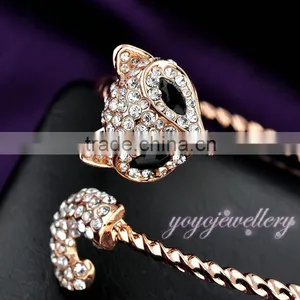 New Launched Rose Gold Cuff Women Fake Crystal Bangles thumbnail-2