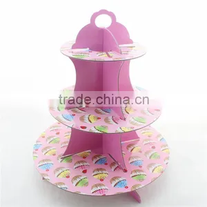 3 Tier Wedding Baby Shower Supplies Cardboard Cake Holders, Party Paper Cupcake Stand thumbnail-4