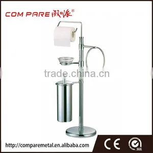 Chrome Iron Toilet Roll & Brush Free Standing Toilet Tissue Holders thumbnail-1