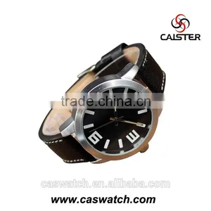 2016 Classic Simple Design Men's Watch With Large Face, Black Face Leather Watch, Sports Style Quality Water Resistant Watch thumbnail-3