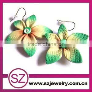 Star Polymer Clay Rose Drop Earring With Rhinestone and Flower Pattern thumbnail-1