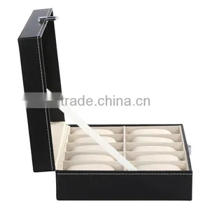 New HOMDOX Synthetic Leather Glass Window 10 Slots Watch Storage Display Box Jewelry Case Black OS004749 thumbnail-3