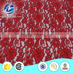Wholesale Nylon Cotton Eco-Friendly Black Red Jacquard French Net Cord Lace Fabric for Dress thumbnail-1