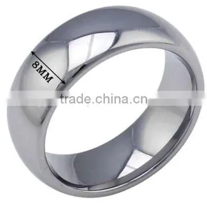 High Polished Men Mirror Ring, Mirror Tungsten Silver Ring Mens thumbnail-3