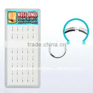 Display Box With 40 Pcs. of 925 Sterling Silver Seamless Nose Hoops, 18g (1mm) - Outer Diameter 5/16" (8mm) thumbnail-1