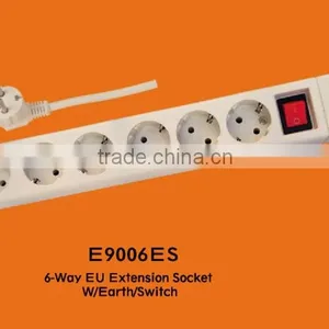 6-way 2 Pin EU Standard Ground Switch Extension Socket thumbnail-1