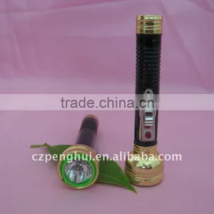 Mini Metal Led Flashlight Gold-plated Black Body thumbnail-1