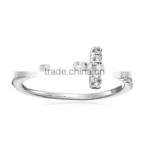Cubic Zirconia Style Sterling Silver Cross Ring thumbnail-1