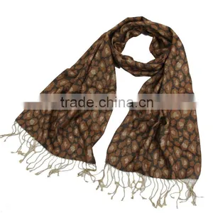 100% Silk Scarf Men Shawl With Tassel thumbnail-1