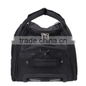 Fashion Black Polyester Rolling Duffel Bag With Trolley Super Light thumbnail-4