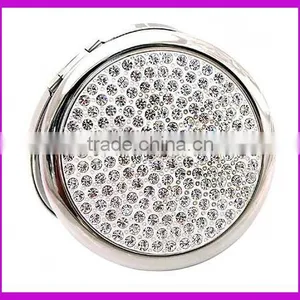 Lady Portable Style Round Rhinestone Cosmetic Mirror thumbnail-1