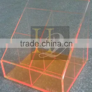 Manufacturer Direct Sale Orange Color Ladder Shaped Acrylic Office Tray With Divider thumbnail-2