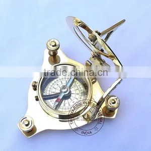 SUNDIAL COMPASS - BRASS SUN DIAL COMPASS - NAUTICAL VINTAGE 3" SUNDIAL - MARINE GIFT thumbnail-4