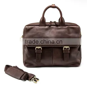 Professional Factory Supply Elegant Nice Looking Fashion Leather Mans Brown Laptop Bag thumbnail-4