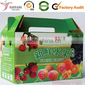 Colorful Foldable Fruit Packing Box Corrugated Paper Fruit Box With Handle thumbnail-1