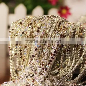 SS20 4.5mm Colorful Crystal Silver Plated Rhinestone Chain Hanging Crystal Wedding Decorations, Garments Decoration YSCHC1015 thumbnail-3