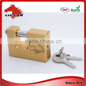 Case Hardened Shackle Resists Sawing and Filing Rectangular Brass Padlock thumbnail-3