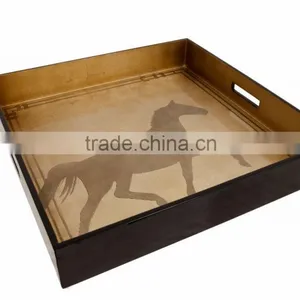 High Quality Square Gold Lacquer Serving Tray Table Made in Vietnam thumbnail-1