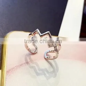 New Fashion 925 Silver Rhinestone ECG Ring Design thumbnail-4