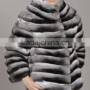 Wholesale Price Chinchilla Rex Rabbit Fur Coat thumbnail-2