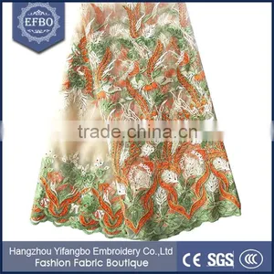 New Products English Tulle Lace Fabric African Embroidery Stone for Bridal Dress thumbnail-1
