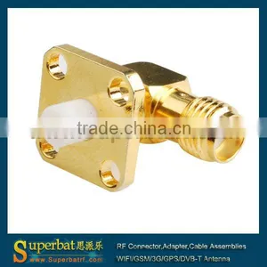 SMA 4 Hole Panel Mount Jack RA With Extended Dielectric Surface Mount Sma Edge Connector thumbnail-1