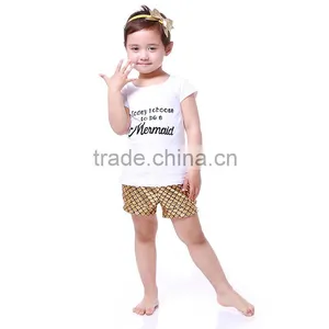 Kids Clothes Girls Mermadi Set Gold Mermaid Short Set thumbnail-2