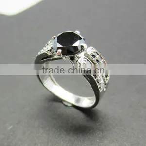 Black Moissanite 925 Sterling Silver Designer Ring thumbnail-3