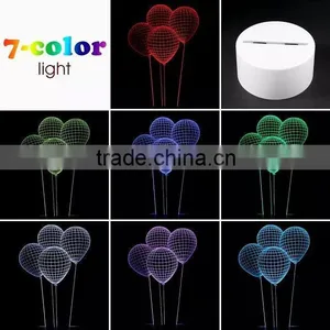 3D Optical Illusion Ballon Night Lamp Night Light 10 Colorful LEDs Ultra-thin Acrylic Light Panel AA Battery or DC 5V thumbnail-1