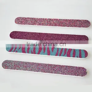 Wholesale Custom Bling Glitter Nail File Zebra Texture Emery Board Cheap Nail Care Tools for Beaurty Salon Factory thumbnail-2