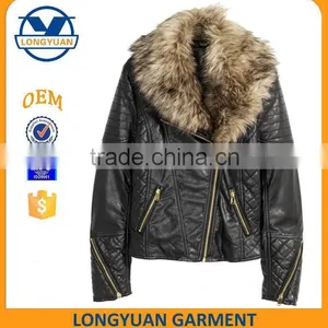 Wholesale Fashion Style Latest Design pu Leather Jacket With Fur for Woman 2016 thumbnail-1