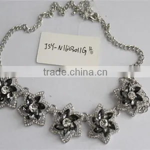 Cheap Price White Gold Plated Jewelry, Fashionable Design Jewerly Flower Crystal Necklace thumbnail-2