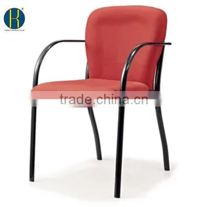 Modern Red Fabric Dining Chair Stackable Student Chair With Metal Frame thumbnail-1