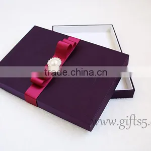 Custom Handmade Luxury Purple Wedding Gift Box for Invitations thumbnail-5