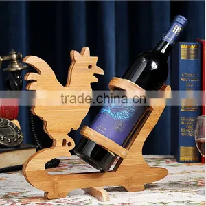 WR003/100% Bamboo Material Hot Sale Rooster Shaped Folding Bamboo Wine Rack thumbnail-3