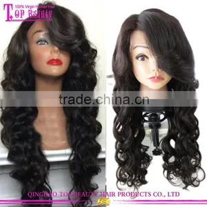 Cheap Brazilian Loose Wave Full Lace Wig Glueless Virign Brazilian Hair Wig for Black Woman thumbnail-1