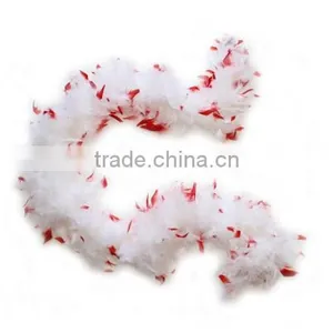 White Turkey Chandelle Feather Boas With Red Tips-party Decoration thumbnail-1