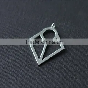Classic Hollow Silver Pendant Stainless Steel Mens Polished Small Charm Jewelry thumbnail-2