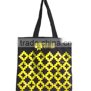 Custom Checp Black Printed Canvas Tote Shopping Bag(CAS15-040) thumbnail-3
