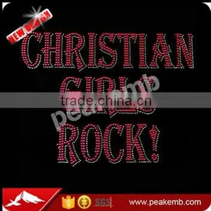 Christian Girls Rock Jesus Wholesale Hotfix Rhinestone Design for T-Shirt thumbnail-1